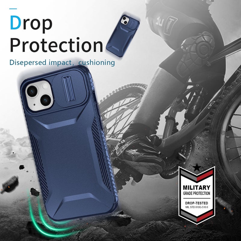 HuHa Case Cover For iPhone 14 / 13 Sliding Camshield Phone Case(Blue) - Image 4