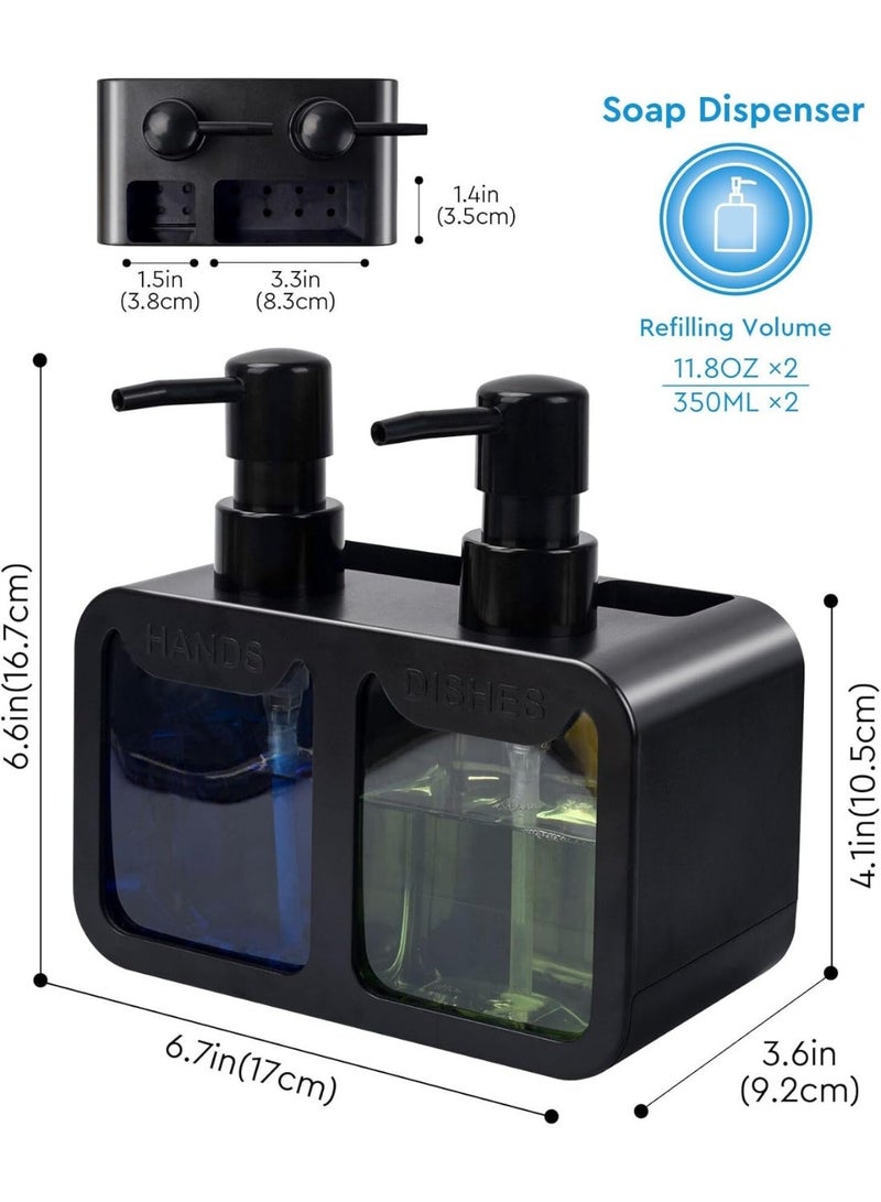 TARZ Kitchen Hand Soap and Dish Soap Dispenser Set, Dual Soap Dispenser with Sponge Caddy and Brush Holder 4-in-1 Organizer for Kitchen Sink Countertop, Useful Kitchen Gadgets - Image 5