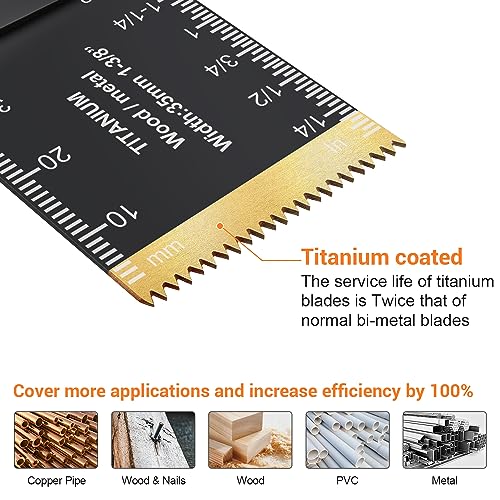 PECHAM 23PCS Titanium & Carbide Multitool Blades Oscillating Tool Saw Blades Heavy Duty for Hard Material, Metal/Steel Nails/Bolts/Screws Fit Most Oscillating Tools - Image 4
