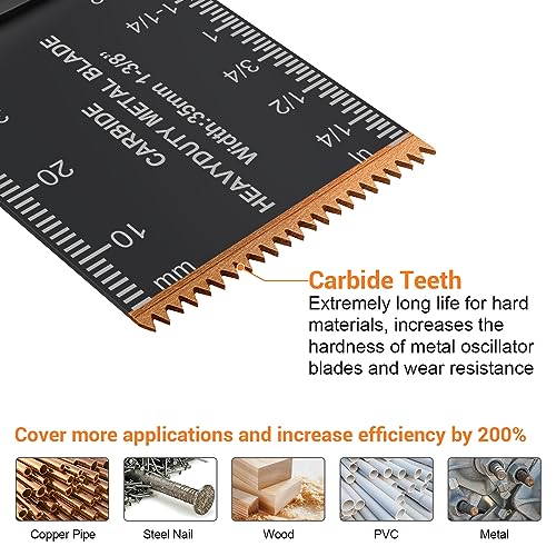 PECHAM 23PCS Titanium & Carbide Multitool Blades Oscillating Tool Saw Blades Heavy Duty for Hard Material, Metal/Steel Nails/Bolts/Screws Fit Most Oscillating Tools - Image 3
