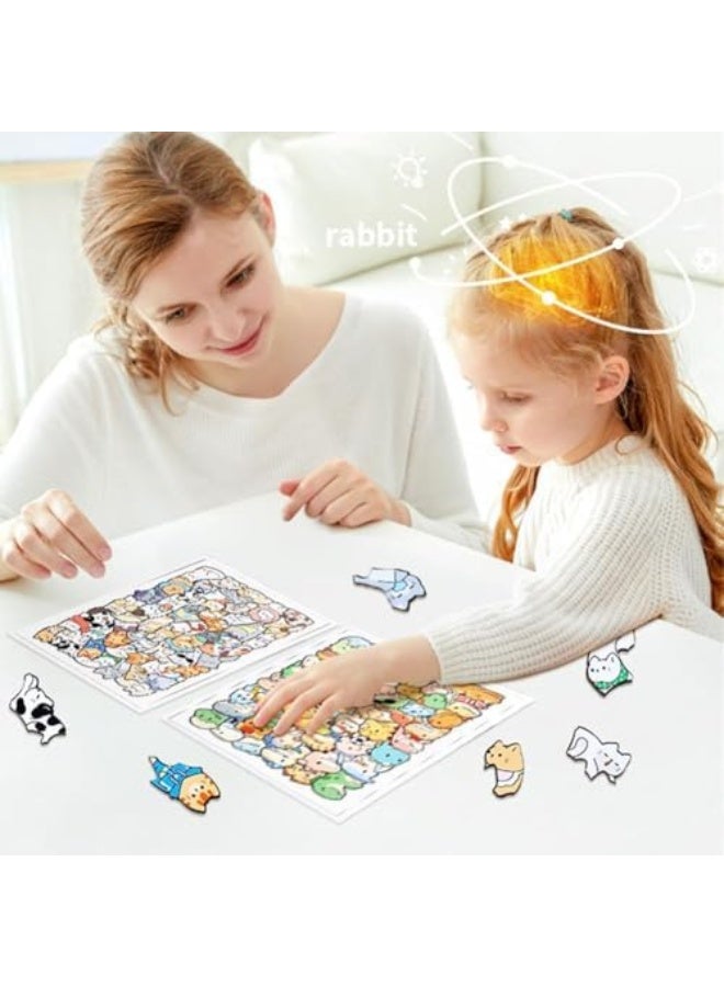 50Pcs Wooden Animal Puzzles, 2026 New Colored Cat Shaped Wooden Jigsaw Puzzle, Unique Animal Shape Wood Puzzle, Creative Gifts for Cats Lovers, Home Decor - Image 4