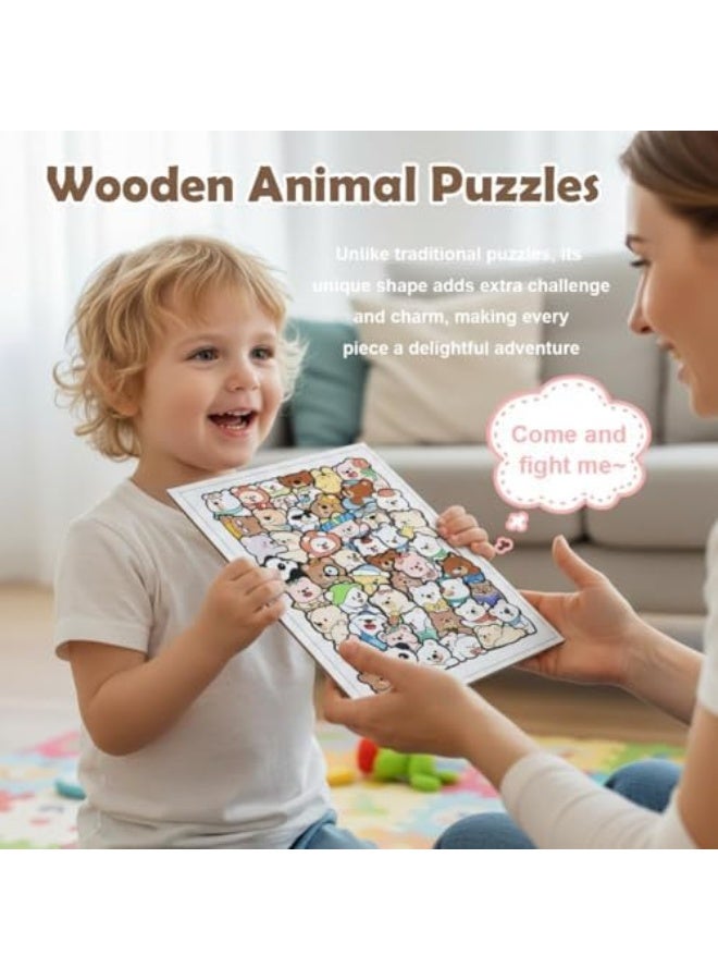 50Pcs Wooden Animal Puzzles, 2026 New Colored Cat Shaped Wooden Jigsaw Puzzle, Unique Animal Shape Wood Puzzle, Creative Gifts for Cats Lovers, Home Decor - Image 2