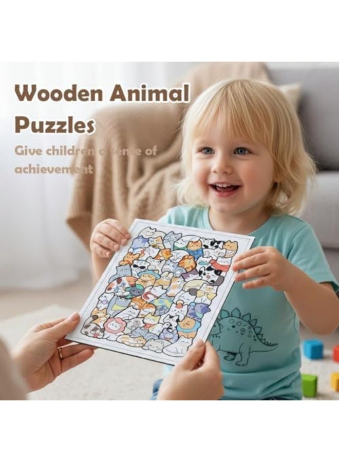 50Pcs Wooden Animal Puzzles, 2026 New Colored Cat Shaped Wooden Jigsaw Puzzle, Unique Animal Shape Wood Puzzle, Creative Gifts for Cats Lovers, Home Decor - Image 5