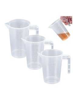 3 Pcs 50ml/100ml/250ml Measuring Cups, Small Clear Liquid Graduated Beaker Measuring Jugs, Plastic Reusable Transparent Medicine Lab Measure Cups for Baking Lab Kitchen Cooking Measuring Cups