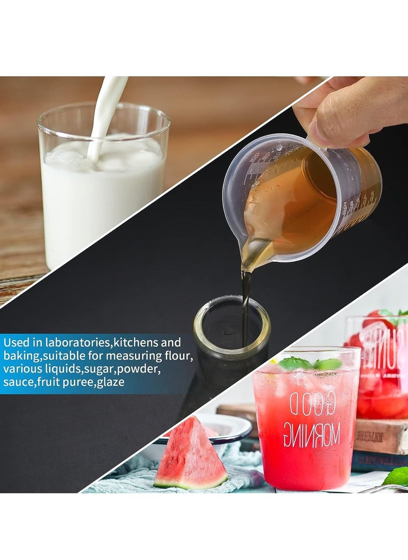 SYOSI - 3 Pcs 50ml/100ml/250ml Measuring Cups, Small Clear Liquid Graduated Beaker Measuring Jugs, Plastic Reusable Transparent Medicine Lab Measure Cups for Baking Lab Kitchen Cooking Measuring Cups - Image 1