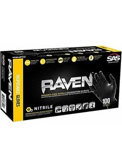 SAS Raven 66519 SAS Safety Powder-Free Nitrile Disposable Glove, X-Large, 7 mil Thick, Pack of 100 