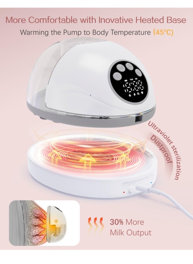 chiteng Heated Electric Breast Pump Hands Free, Wearable Breastfeeding Pump with Voice Reminder & Auto-Stop Function, 4 Modes/ 12 Levels Hospital Grade Suction, 1200mAh Long Battery Life - Image 2