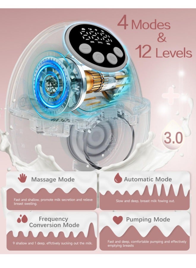 chiteng Heated Electric Breast Pump Hands Free, Wearable Breastfeeding Pump with Voice Reminder & Auto-Stop Function, 4 Modes/ 12 Levels Hospital Grade Suction, 1200mAh Long Battery Life - Image 5