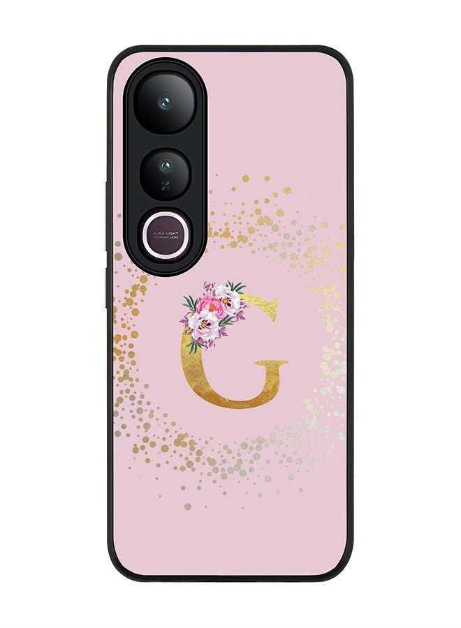 Stylizedd For vivo V50 Lite Case,Slim fit Camera Protection, Shockproof Thin Phone cover  - Custom Monogram Floral - G  (Pink )