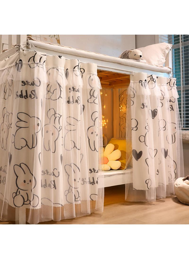 Dormitory with gauze bed curtains, student dormitories with physical shading bed curtains 1.35 * 2m, 2pcs with dust-proof top cloth - Image 1