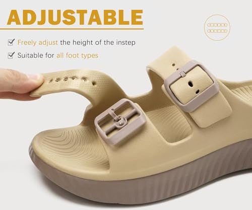 KuaiLu Womens Recovery Sandals Comfortable Plantar Fasciitis Arch Support Ladies Orthotic Sport Slides Open Toe Slip On Thick Athletic Cushion Slippers Summer Pool Beach Sandles Tan Brown Size 9 - Image 5