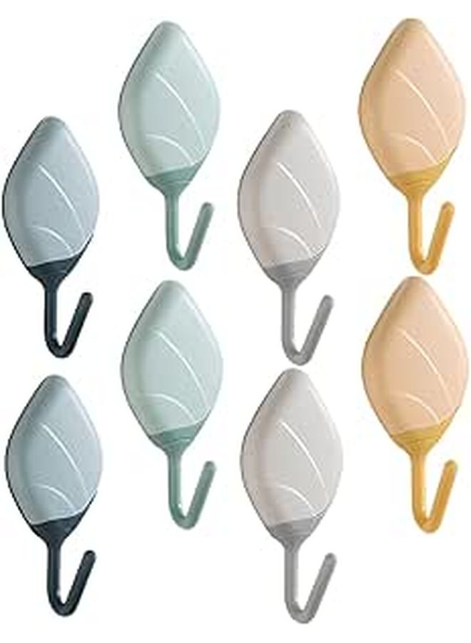 8Pcs Black Adhesive Leaf Wall Hooks Heavy Duty Sticky Key Towel Hangers For Kitchen Bathroom Door - Image 1