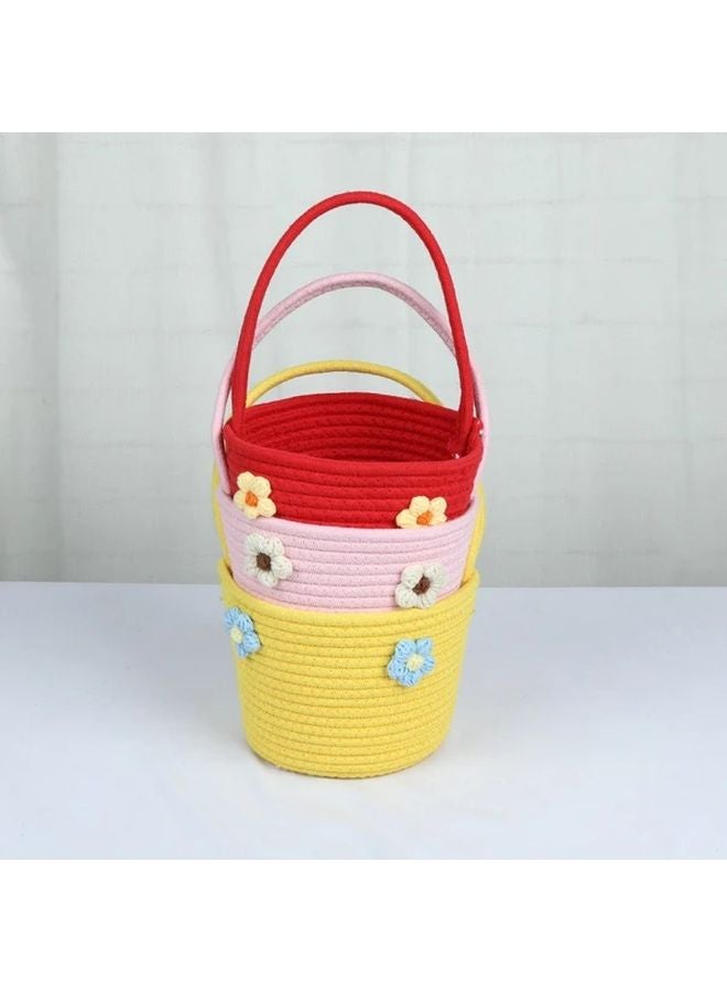 Hand Woven Pink Gift Basket For Weddings And Full Moon Celebrations Candy Holder - Image 2
