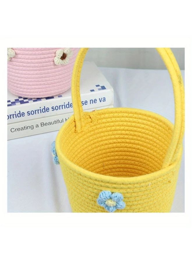 Hand Woven Pink Gift Basket For Weddings And Full Moon Celebrations Candy Holder - Image 4