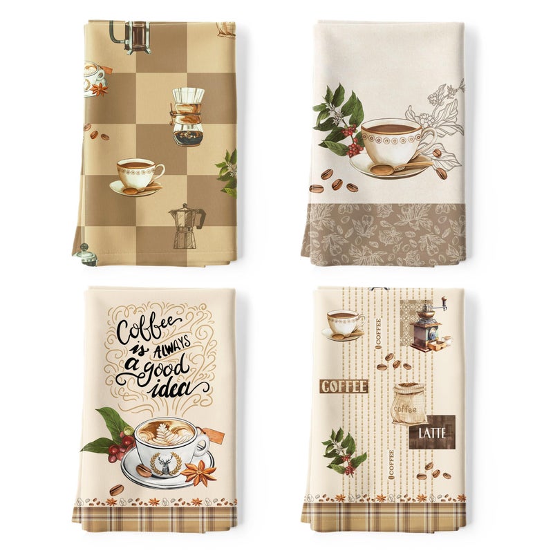 Arquiel Coffee Tea Towels, Rustic Vintage Cotton Kitchen Towel 18.9Ã—27.5 inch, Quick Drying Dish Cloth for Party Anniversary Holiday Decoration Housewarming Gifts - Image 1