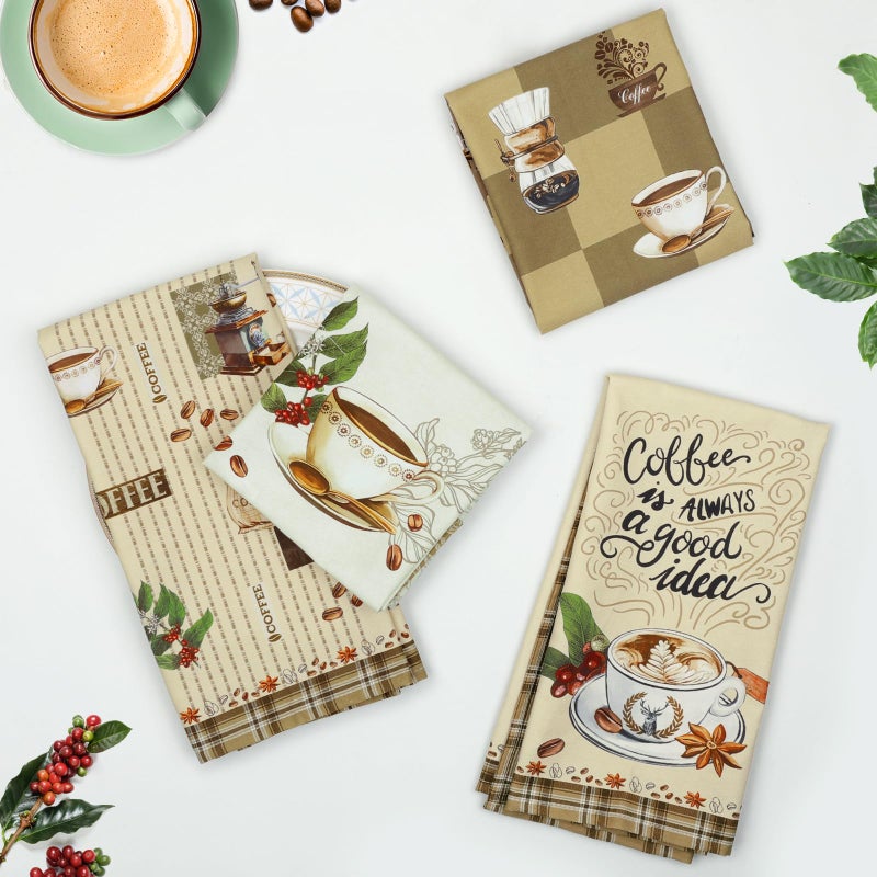 Arquiel Coffee Tea Towels, Rustic Vintage Cotton Kitchen Towel 18.9Ã—27.5 inch, Quick Drying Dish Cloth for Party Anniversary Holiday Decoration Housewarming Gifts - Image 2