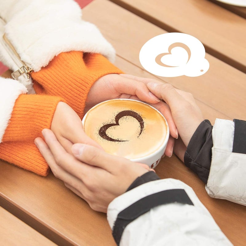 Konsait Coffee Stencil, 15 Pieces Latte Art Stencils for Coffee Decorations, Oatmeal Cupcake Cake Cappuccino Mousse Hot Chocolate Valentines Day - Image 3