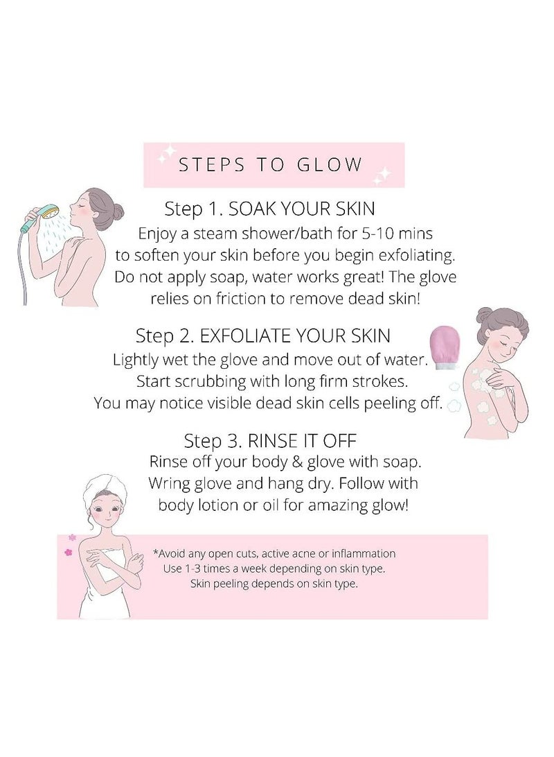 عبوة مكونة من 3 قفازات تقشير للبشرة لإزالة الجلد الميت في الحمام، قفاز تقشير الجسم لتقليل الرؤوس السوداء والنتوءات، إزالة السموم بعمق والحصول على بشرة صحية وناعمة لجميع أنواع البشرة - Image 4