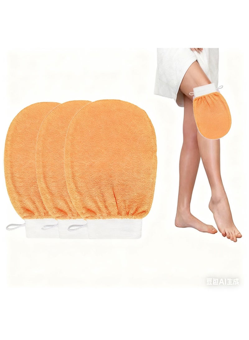 عبوة مكونة من 3 قفازات تقشير للبشرة لإزالة الجلد الميت في الحمام، قفاز تقشير الجسم لتقليل الرؤوس السوداء والنتوءات، إزالة السموم بعمق والحصول على بشرة صحية وناعمة لجميع أنواع البشرة - Image 1