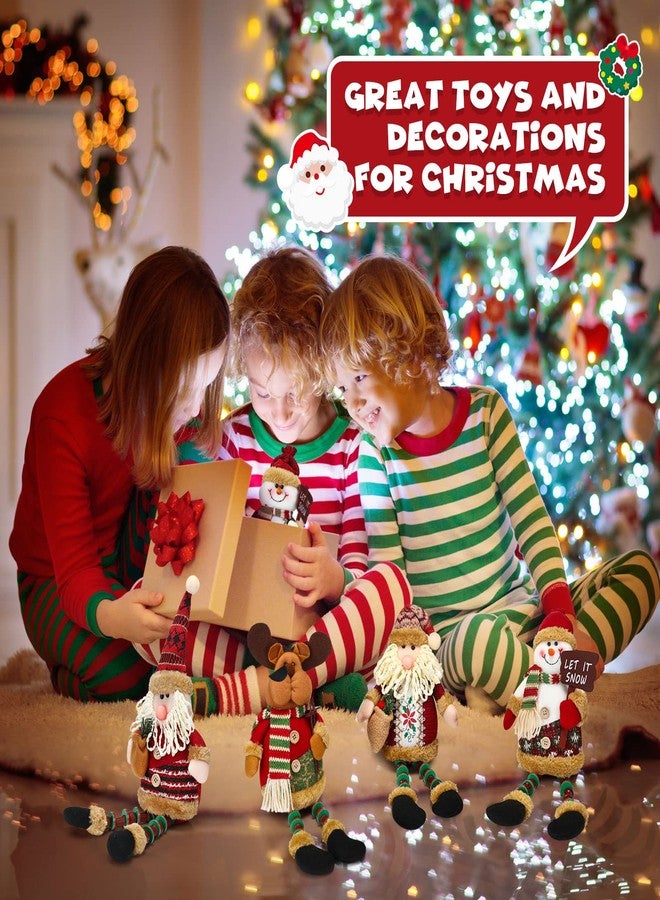 اوريهير مجموعة أوريير المكونة من 5 قطع من تماثيل سانتا كلوز القطيفة، ورجل الثلج، وغزلان الرنة، لتزيين طاولة عيد الميلاد أو المدفأة، وتماثيل جلوس لعيد الميلاد، لتزيين المنزل الداخلي - Image 4