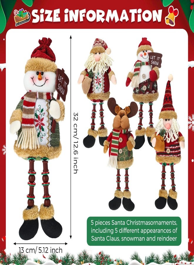 اوريهير مجموعة أوريير المكونة من 5 قطع من تماثيل سانتا كلوز القطيفة، ورجل الثلج، وغزلان الرنة، لتزيين طاولة عيد الميلاد أو المدفأة، وتماثيل جلوس لعيد الميلاد، لتزيين المنزل الداخلي - Image 2