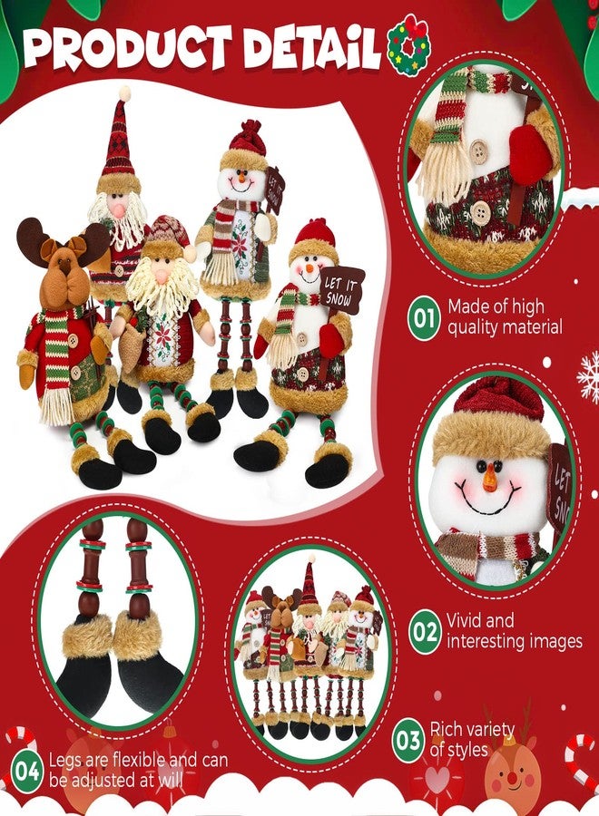 اوريهير مجموعة أوريير المكونة من 5 قطع من تماثيل سانتا كلوز القطيفة، ورجل الثلج، وغزلان الرنة، لتزيين طاولة عيد الميلاد أو المدفأة، وتماثيل جلوس لعيد الميلاد، لتزيين المنزل الداخلي - Image 3