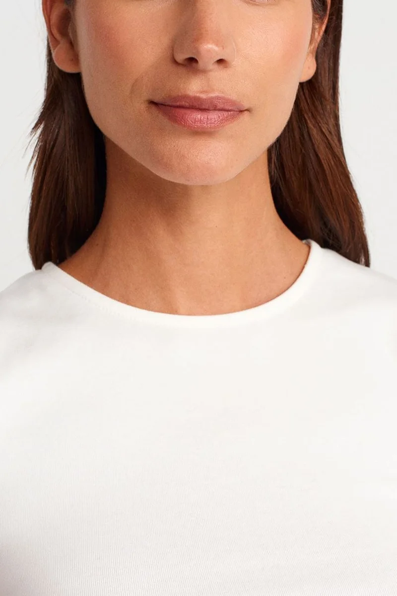 Dilvin White DILVIN Sleeveless Ribbed Crew Neck Slim Fit T-Shirt for Women | Best Price UAE