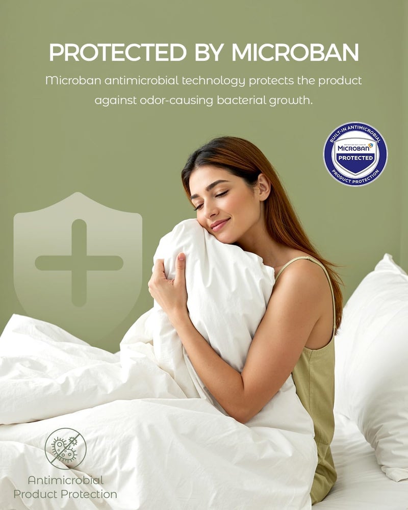 FAUNNA 100% Cotton Duvet Cover, Hypoallergenic Bed Bug Proof White Minimalist Comforter Cover Zipper,Featuring Antimicrobial Product Protection for Enhanced Freshness Breathable Duvet Protector(Full) - Image 2