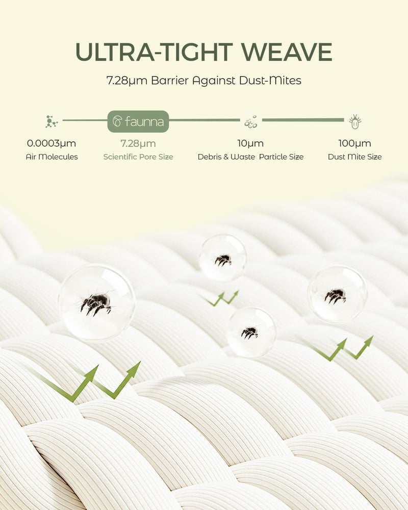 FAUNNA 100% Cotton Duvet Cover, Hypoallergenic Bed Bug Proof White Minimalist Comforter Cover Zipper,Featuring Antimicrobial Product Protection for Enhanced Freshness Breathable Duvet Protector(Full) - Image 4