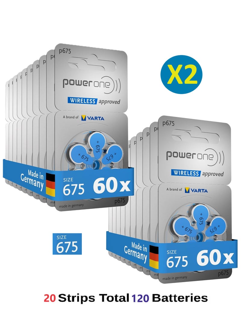 Power One PowerOne 1.45V Original German High Level Hearing Aid Batteries ( 120 Pieces) Size P675  - Image 1
