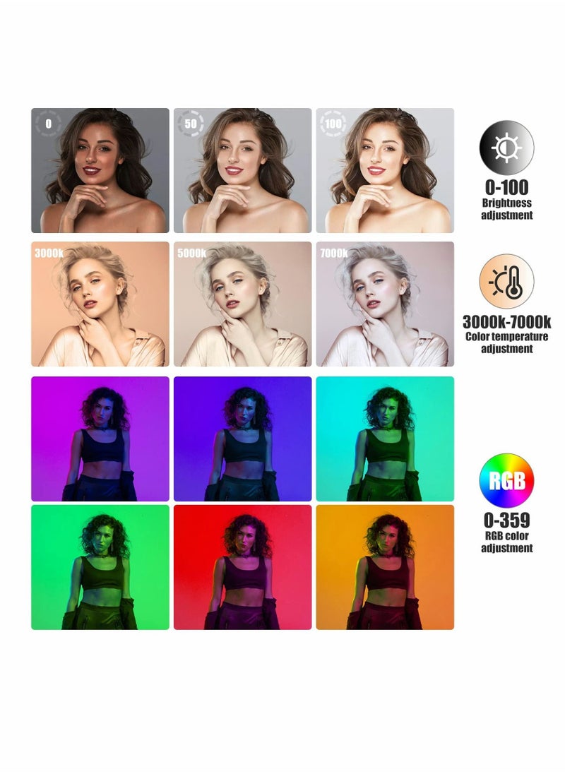 SYOSI RGB LED Video Light,with Remote Control, 360°Full Color Camera Light with 3 Cold Shoe, 2000mAh Rechargeable Photography Light 3000k-7000K Dimmable Panel Lamp for YouTube/TikTok/Vlog/Photography  - Image 2