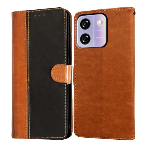 Casotec Flip Cover Back Case for Lava Yuva Star 4G | Premium Leather Finish | Inbuilt Pockets & Stand | Flip Cover Back Case for Lava Yuva Star 4G (CamelBlack) - Image 1