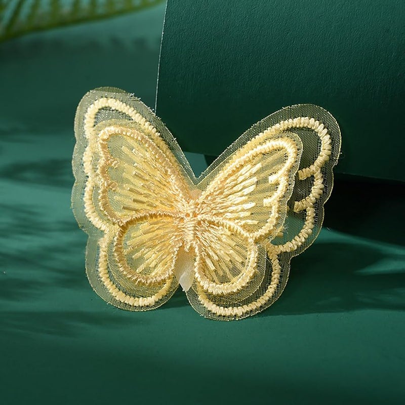 تطبيقات فراشة الأورجانزا البيضاء 10 قطع رقع مطرزة مزدوجة الطبقة لأعمال الخياطة والحرف اليدوية - Image 5