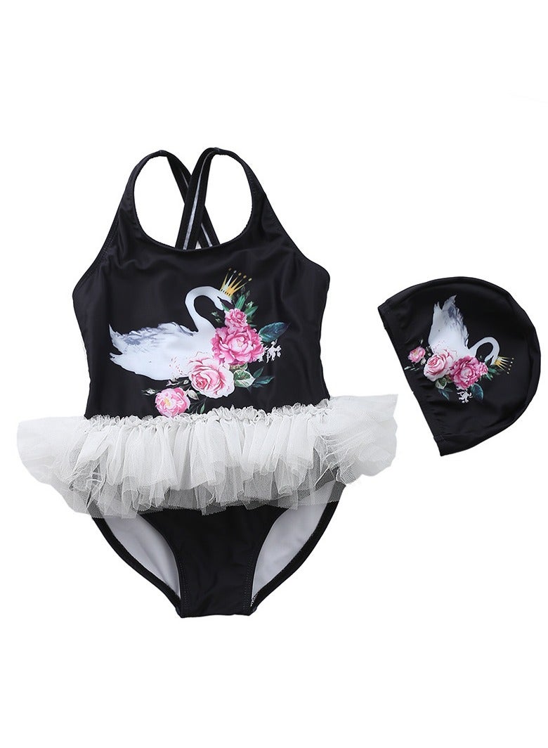 LOULUEN Girl's Cute Swimwear With Cap