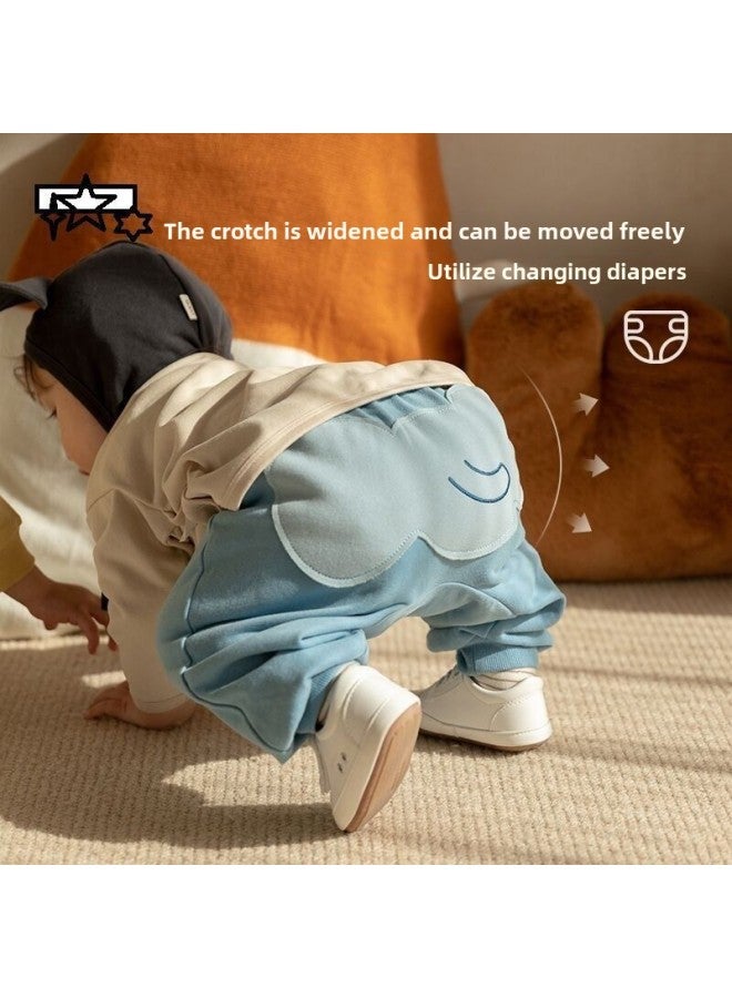 Generic Baby Spring And Autumn Pants Cotton Men And Women Baby Big PP Pants Soft Children's Fart Pants Outside Wear Baby Cute Card.-Color:Orange Top-Size:80 - Image 3
