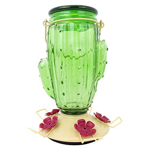 Perky-Pet Cactus Top Fill Glass Hummingbird Feeder with Built-in Bee Guards & Removable Perches - 32 oz Nectar Capacity - Hummingbird Feeder for Outdoors - 9111-1SR - Image 1