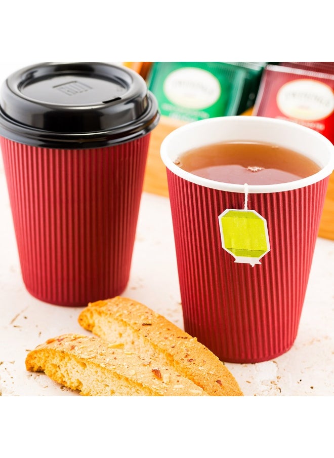 Restaurantware Restaurantware 12 Ounce Ripple Wall Disposable Coffee Cups, 500 Insulated Crimson Paper Tumblers with Rolled Rim Design, Lids Sold Separately for Hot Drinks like Tea, Hot Chocolate and More  - Image 3