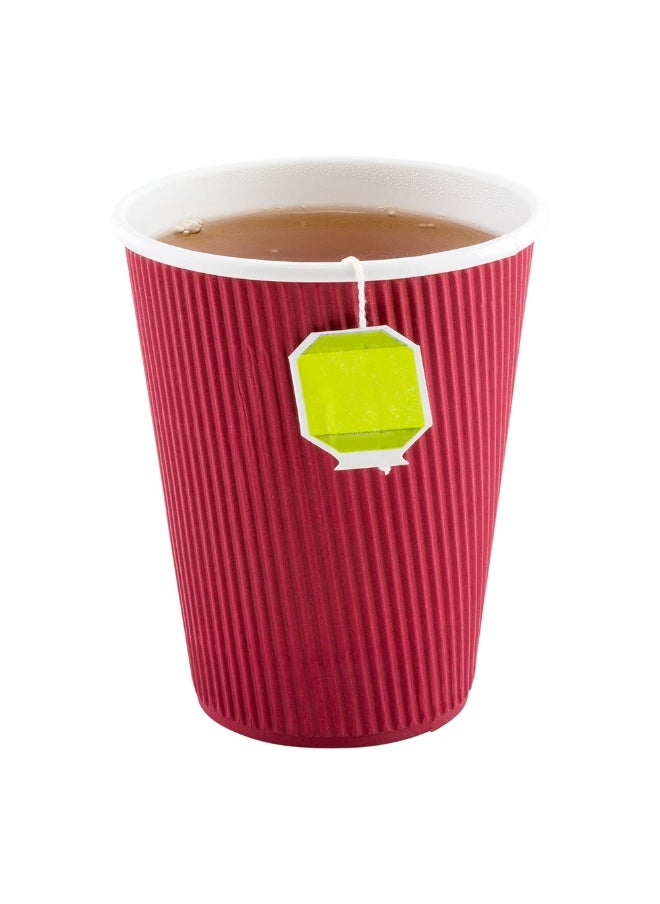 Restaurantware Restaurantware 12 Ounce Ripple Wall Disposable Coffee Cups, 500 Insulated Crimson Paper Tumblers with Rolled Rim Design, Lids Sold Separately for Hot Drinks like Tea, Hot Chocolate and More  - Image 2