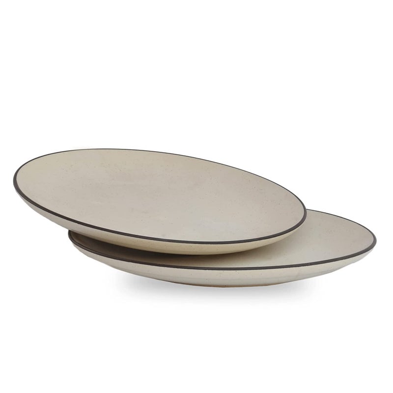 VolCraft Ceramic Large Full Size Dinner Plates, Dinnerware Serving Plate Thali, Ceramic Plates for Dinner Size 10 inch | Microwave White Matte & Dishwasher Safe Set of 2 Plates - Image 3