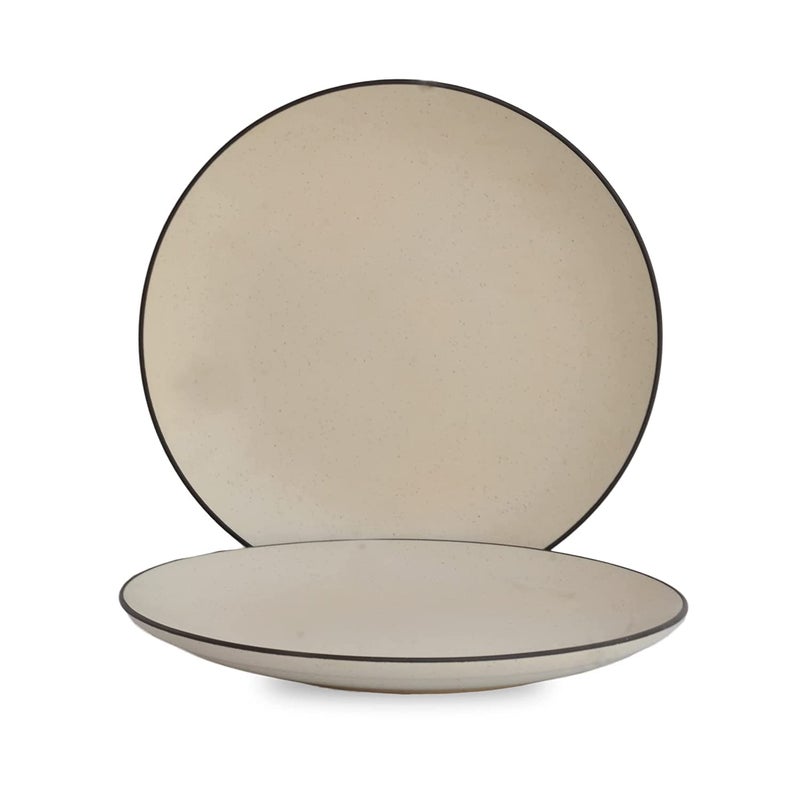 VolCraft Ceramic Large Full Size Dinner Plates, Dinnerware Serving Plate Thali, Ceramic Plates for Dinner Size 10 inch | Microwave White Matte & Dishwasher Safe Set of 2 Plates - Image 2