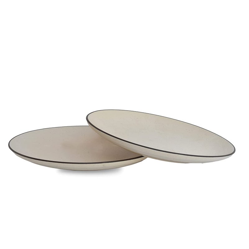 VolCraft Ceramic Large Full Size Dinner Plates, Dinnerware Serving Plate Thali, Ceramic Plates for Dinner Size 10 inch | Microwave White Matte & Dishwasher Safe Set of 2 Plates - Image 4