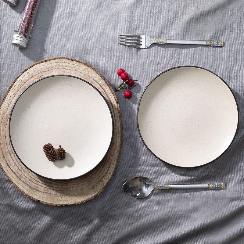 VolCraft Ceramic Large Full Size Dinner Plates, Dinnerware Serving Plate Thali, Ceramic Plates for Dinner Size 10 inch | Microwave White Matte & Dishwasher Safe Set of 2 Plates - Image 1
