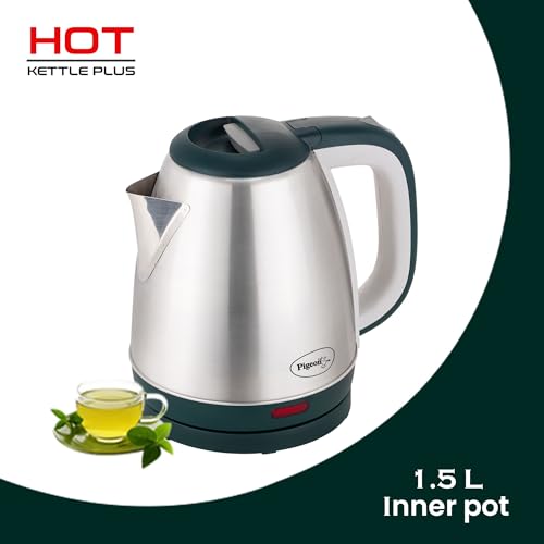 Pigeon by Stovekraft Hot Plus Electric Kettle (16245) with Stainless Steel Body, 1.5 litre, used for boiling Water, making tea and coffee, instant noodles, soup etc. (Green) - Image 2