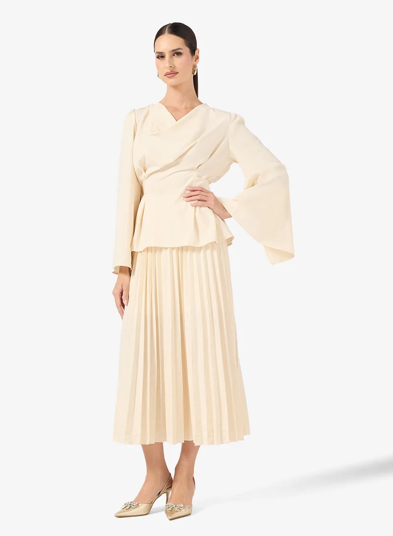 Khizana Cowl Neck Top & Skirt Set