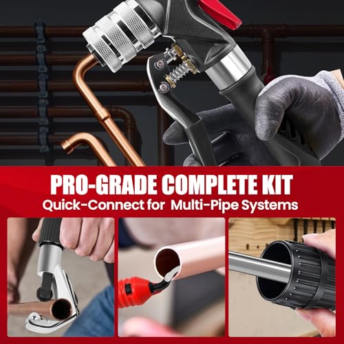 ROGVOC Hydraulic Swaging Tool, HVAC Copper Tubing Expander with 7 Pipe Expanding Jaws, 3/8 to 1-1/8 Inch, Pipe Cutter, Deburring Tool, Chamfering Tool for Soft Copper and Aluminum Pipes - Image 5