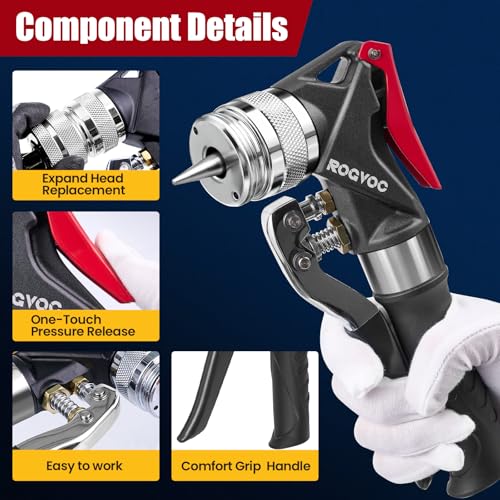ROGVOC Hydraulic Swaging Tool, HVAC Copper Tubing Expander with 7 Pipe Expanding Jaws, 3/8 to 1-1/8 Inch, Pipe Cutter, Deburring Tool, Chamfering Tool for Soft Copper and Aluminum Pipes - Image 3