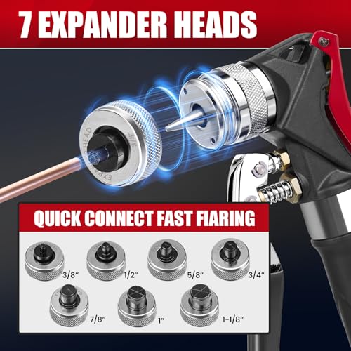 ROGVOC Hydraulic Swaging Tool, HVAC Copper Tubing Expander with 7 Pipe Expanding Jaws, 3/8 to 1-1/8 Inch, Pipe Cutter, Deburring Tool, Chamfering Tool for Soft Copper and Aluminum Pipes - Image 2