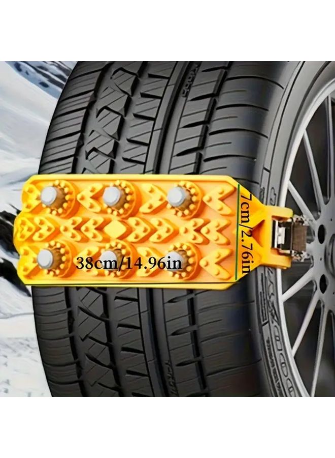 One Yellow Car Tire Anti Slip Chain With Central Connector 15 To 20 Inch All Terrain For Sedans SUVs Trucks In Snow Mud Ice Gravel Rock - Image 3