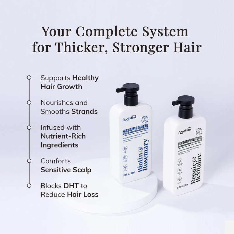 RootStim Hair Growth Shampoo and Conditioner Set - Rosemary & Biotin Shampoo and Conditioner for Hair Thickening - Botanical Boost for a Healthy Scalp, Hair Growth and Strengthen - Image 2