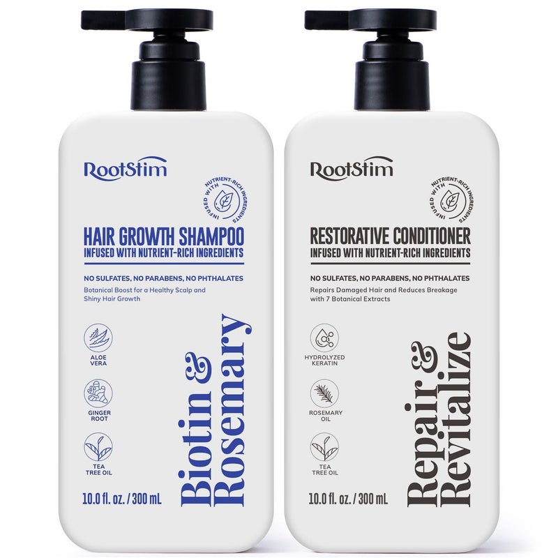 RootStim Hair Growth Shampoo and Conditioner Set - Rosemary & Biotin Shampoo and Conditioner for Hair Thickening - Botanical Boost for a Healthy Scalp, Hair Growth and Strengthen - Image 1